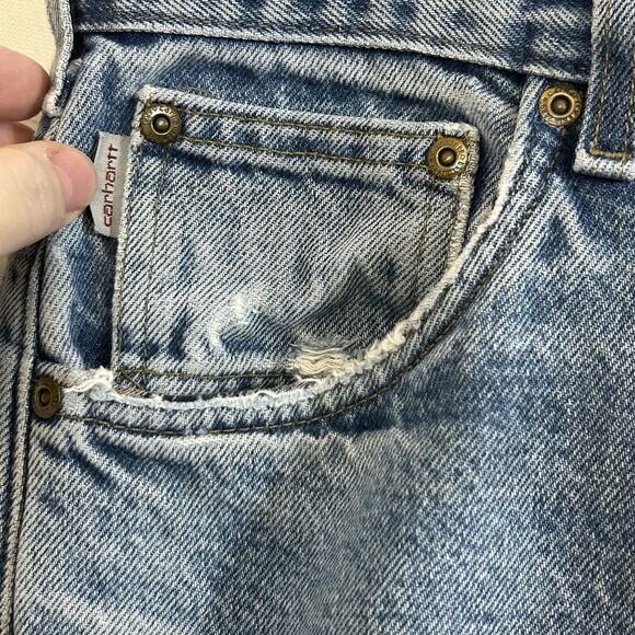 Carhartt Jeans Men 36x32 Flannel Lined B172 DST Relaxed Fit Work Distressed Worn - Picture 3 of 16